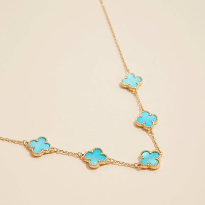 Gold Chain Necklace with Shell Inlay Charms: Black Multi