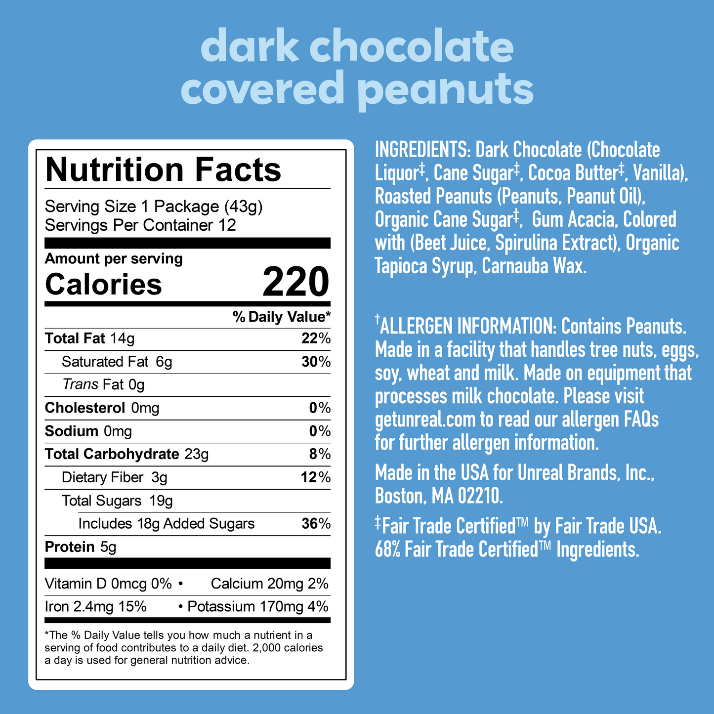 Dark Chocolate Peanut Gems Snack Bags - 12 Count