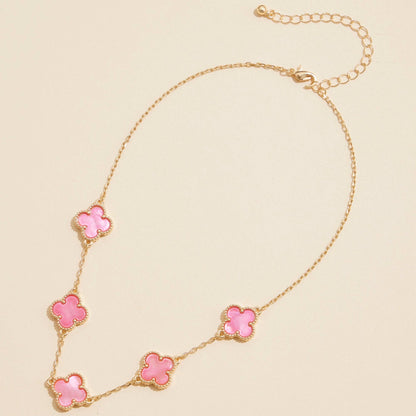 Gold Chain Necklace with Shell Inlay Charms: Blue Multi