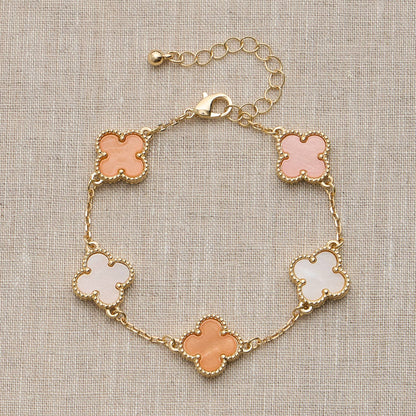 Colorful Shell Charm Bracelet with Gold Detailing: Multi Blue / One / 5SB21068