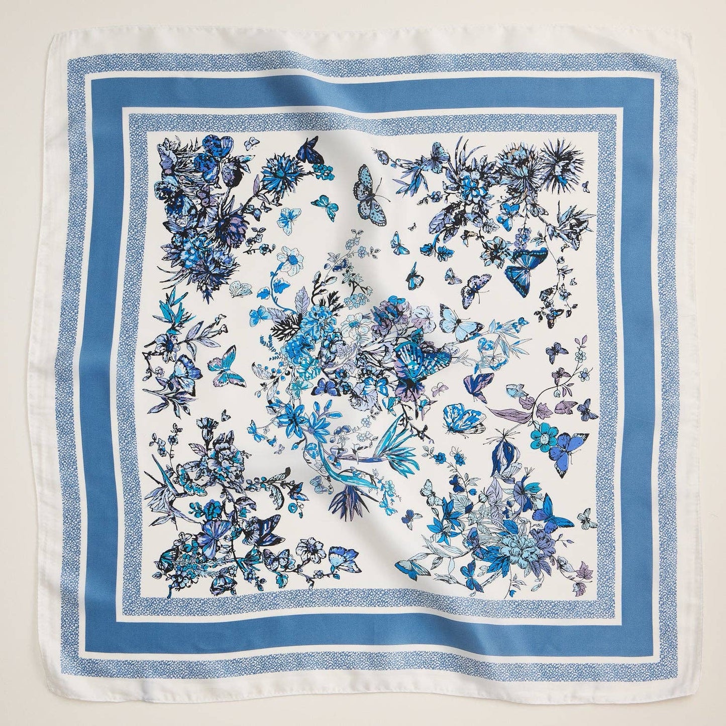 Floral Butterfly Silk Texture Square Scarf: Rose / One / 5DR98064