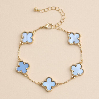Colorful Shell Charm Bracelet with Gold Detailing: Multi Blue / One / 5SB21068